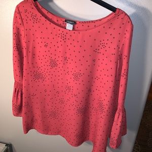Red/maroon 3/4 bell sleeve blouse